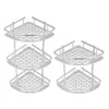 Stainless Steel Bathroom Shelves Silver Bathroom Accessories Shower Corner Shelf Shampoo Storage Rack Bathroom Basket Holder 210724