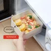 Matbehållare Lunchbox Bento Chopsticks Simple 2 Lager Sallad Bärbar Japansk stil Mikrovågsugn med sked 210423