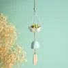 Decorative Objects & Figurines Zakka Japan Style Iron Art Resin Ceramics Windbell With Small Cage Plants Wind Chime Home Car Hanging Decor G