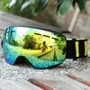 Çocuk Kayak Snowboard Paten Gözlük UV Koruma Anti-Sis Geniş Küresel PC Lens Kaymaz Kayış Kask Uyumlu