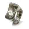 Färgglada transparenta harts akrylband Ringar Ny vintage Rhinestone Geometrisk Square Pekfinger Ring för Kvinnor Smycken Blandad Bulk