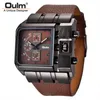 Zegarki na rękę Oulm 3364 Fashion Casual Men Watch Big Size Square Face dekoracyjne małe tarcze szeroki zegarek na pasku męski Sport luksusowe zegarki