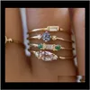 Bagues de cluster bijoux4 pcs / ensemble cristal zircon or vintage bohème femmes bague de fiançailles ensemble bijoux T095 Drop Livraison 2021 Xu1Rf