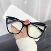 Zonnebril Anti Blauw Licht Blokkeren Cat Eye Bril Vrouwen Vintage Computer Brillen Frames Oversized Clear Optische Gafas Lunette