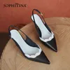 Sophitina Muhtasar Renk Eşleştirme Kadın Ayakkabıları Retro Günlük Ayakkabı Kapak Toe Dikiş Ayakkabı Orta Topuk Yaz Kadın Sandalet AO505 210513