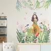 Wall Stickers Little Fresh Girl Flowers Walk Kid's Room Bedroom Living Home Decoration Art Self-adhesive Paper