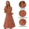 Damen Bohemian Leopard Print Shirt Kleid Frauen Casual Midi Urlaub Sommer Kleid Weibliche A-line Lose Frauen Strand Kleid Vestidos