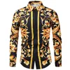 Men's Casual Shirts Printed Long Sleeve Shirt Fashion Hawaii Slim Fit Party Night Club Men 557