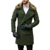 Mäns Ullblandningar Män Trench Coat Long Jacket Fleece Outwear Formal Office Work Casual Peaat