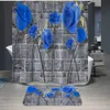 Shower Curtains Tulip Lotus Flowers Trees Polyester Waterproff Shower Curtain 3D Polyester Fabric Bath Curtain with 12 Hook Ink Painting Decor R230821