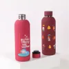 17oz / 500ml Gummi Paint Bottle Smal munvattenkolv Travel Mug Slim Cup 18/8 Rostfritt stålisolerat vakuum 2-vägg termiskt glas rakt
