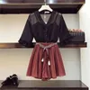 Sommer Frauen Mode Schwarze Weste + Sheer Tops Plissee Shorts 3 stücke sets Weibliche Anzüge 210428