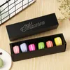 Macaron Kutusu Kek Kutuları Ev Yapımı Macaron Çikolata Kutuları Bisküvi Muffin Kutusu Perakende Kağıt Ambalaj 20.3 * 5.3 * 5.3 cm Siyah Pembe EEC2465