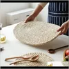 Mats Pads Decoration Aessories Kitchen, Bar Home & Garden Drop Delivery 2021 Corn Fur Woven Dining Mat Heat Insulation Pot Holder Round Coast