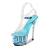 Moda donna 17 cm tacco alto sandali peep toe fiori di cristallo trasparenti piattaforma scarpe da sposa modello sexy passerella tacchi a spillo