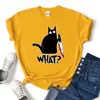 漫画黒猫何枚かプリントTシャツ女性カジュアルスウェットルーズティー衣服特大の夏のクルーネックトップシンプルな女性9067780