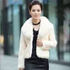 Black/white Womens Winter Autumn Short Section Faux Fur Jackets Man-made Rabbit Fur Collar Casual Fur Coats 211110