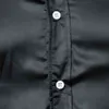 Mens Shinny Soie Comme Satin De Luxe Robe Chemises Marque Hommes De Mariage De Bal De Smoking Mâle Chemise Décontractée Camisa Masculina Noir 210522