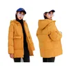Höst Vinter Cotton Parkas Oversized Coats och Jackor Ytterkläder Hooded Puffer Jacket Beige Blue Black 211013