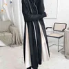 [EAM] Women Black Contrast Color Long Dress Turtleneck Long Sleeve Loose Fit Fashion Spring Autumn 1DD6129 21512