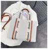 Fashion Canvas Handbag Sac à main le lettre imprimé Stripe de grande capacité