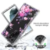 Floral flor padrão cristal 2 em 1 casos de choque à prova de choque Duro pára-choques macio tpu tampa protetora para samsung galaxy s22 ultra / s22 + plus / s22 caso