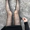 Kvinna sexiga tights inskriptioner brev tryckt strumpbyxor mode mönstrade tatueringar transparenta strumpor strumpor hosiery264o