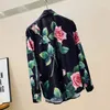 Spring Autumn Womens Longsleeved Shirt Rose Flower Shirt Fashion Allmatch Printed Tops Blouse Women GD587 210401