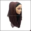 Foulards Wraps Chapeaux, Gants Mode Aessories Solide Hijab Écharpe Or Chaîne Musulman Plaine Bulle Mousseline De Soie Cristal Châles Bandeau Longue Goutte De