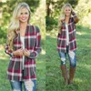 Women Cotton Blend Casual Lapel Shirt Plaid Check Flannel Shirt Top Blouse S-XXL X0521