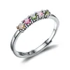 التورمالين 925 الحجر الطبيعي متعدد الألوان الفضة الاسترليني S925 افتتاح S للنساء قابل للتعديل خاتم الزواج