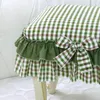 Bomull Tyg Senap Green Lattice Lace Piano Avföring Tabell / Stol Tassel Längd: 15cm Stolskydd