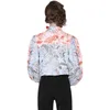 Trendy Drukowana Koszula Wiosna Jesień Kobiet Bluzka High-End Moda Latarnia Rękaw Lady Tops Office Shirt