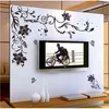 Black Flower vine butterfly vinyl wall stickers home decor rooms living sofa wallpaper Design wall art decals house decoration 210420