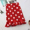 Rokken lente herfst vintage polka dot rok vrouwen ruche wrap mode dames medium lang gebreide zwart