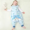 Sovsäck jumpsuits barn tecknad kläder våren höst flanell sovkläder baby flicka pyjamas pojkar sova 1-6y 211130