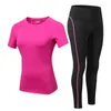 Sport Running Gym Top + Leggings Set Women Fitness Suit Trainning Clothing Workout Yoga s XXL 210802