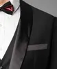 新郎Tuxedosダブルブレストブラックピークラペルグルーマンベストマンスーツメンズウェディングスーツ（ジャケット+パンツ+ベスト）100％実画像x0909