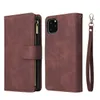 Multi Card Slots Fodral för iPhone 12 11 Pro Max Wallet Case Luxury Zipper Flip Leather Cover för iPhone 6 6S 7 8 Plus X XS Max XR