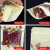 Plastfönster Självförseglingspåsar Återförsäljbara livsmedelsförpackningspåsar Stå upp Tear Notch Storage Sac för snacks Nötter Candy LX4588
