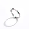 100% 925 Sterling Silver Ring With Side Stones Women Simple S925 Engraved Rainbow Color Cubic zirconia Rings Personality Jewelry