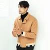 Lã de lã masculina Blends Men Coat 2022 Outono/inverno lapela feita artesanal tweed tweed jaqueta solta moda de forma sólida cardigan tops Viol22