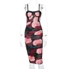 Casual Sukienki Floral Print Mini Dress Kobiety Wiosna Kwadrat Collar Corset Bodycon Streetwear Festiwal Elegancki Chude Ruched Vestidos