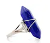 Anel Prisma Hexagonal Gemstone Rock Cristal Natural Quartzo Ponto Curativo Chakra Stone Charms Abertura Anéis para Mulheres Homens