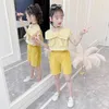 Meisjes kleding gestreept vest + korte kinderen voor boog outfits zomer meisje 210527