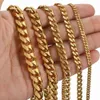 Collar de cadena cubana de acero inoxidable de 9/11mm para hombres y mujeres, eslabón curvo de Color dorado, negro y plateado, longitud de la joyería DKNM08 X0509