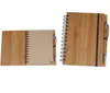 Cahier à spirale bois bambou couverture cahier spirale bloc-notes avec stylo étudiant bloc-notes environnementaux en gros fournitures scolaires LLF12367