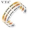 Charme Armbänder V.YA "GEHENDEN" GOLD Offenes Armband für Frauen Edelstahl Silber mit inspirierend Zitat Schmuck Geschenk