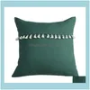 Bedding Supplies Textiles Home & Gardensolid Tassel Fringed Flanne Pillow Pure Color Household Sofa Pillows For Leaning On Sitting Room Deco