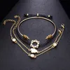 Brins de perles Simple feuille nuage Bracelets pour femme multicouche cristal Bracelet à breloques en cuir chaîne ensemble Fawn22